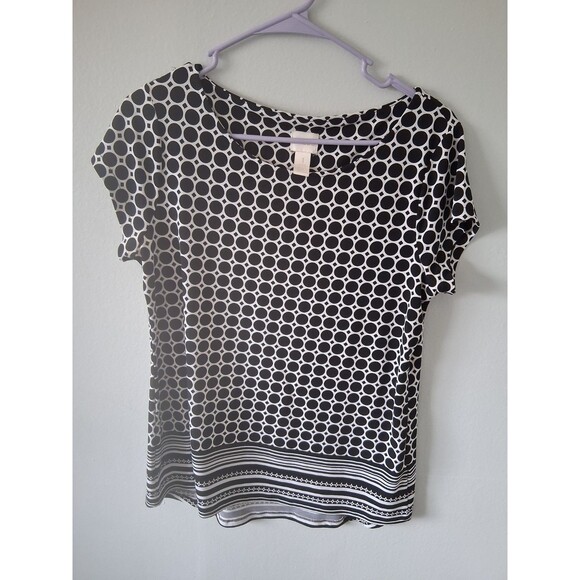 Chico's Polka Dot Short Sleeve Top Size 1 - Picture 1 of 5